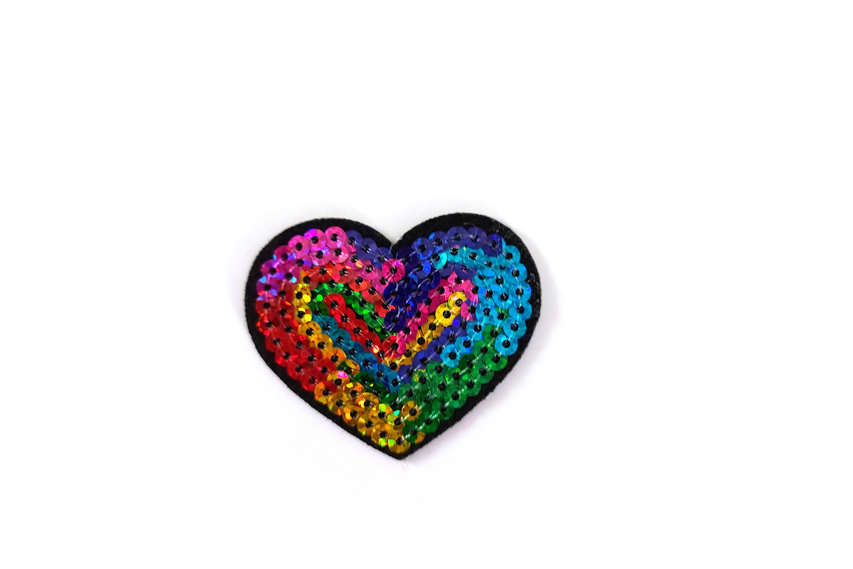 Pegatina Termo-adhesiva con Paillettes - Corazon Multicolor Pegatina Termo-adhesiva con Paillettes - Corazon Multicolor