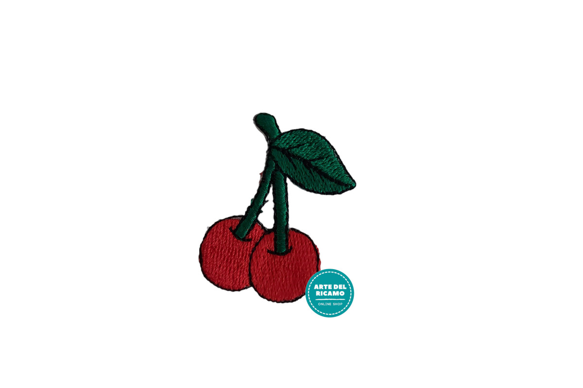 Iron-On Embroidery Sticker - Cherries with Leaf