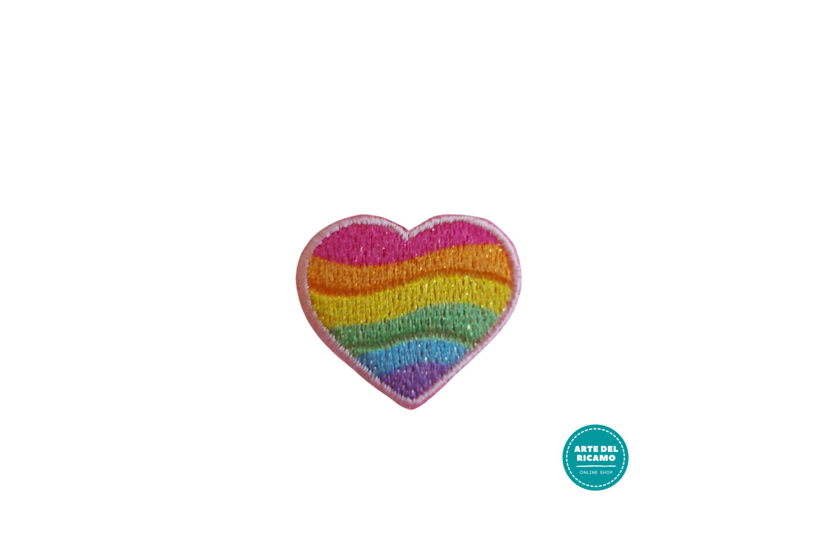 Applicazione Termoadesiva - Cuore Arcobaleno Applicazione Termoadesiva - Cuore Arcobaleno