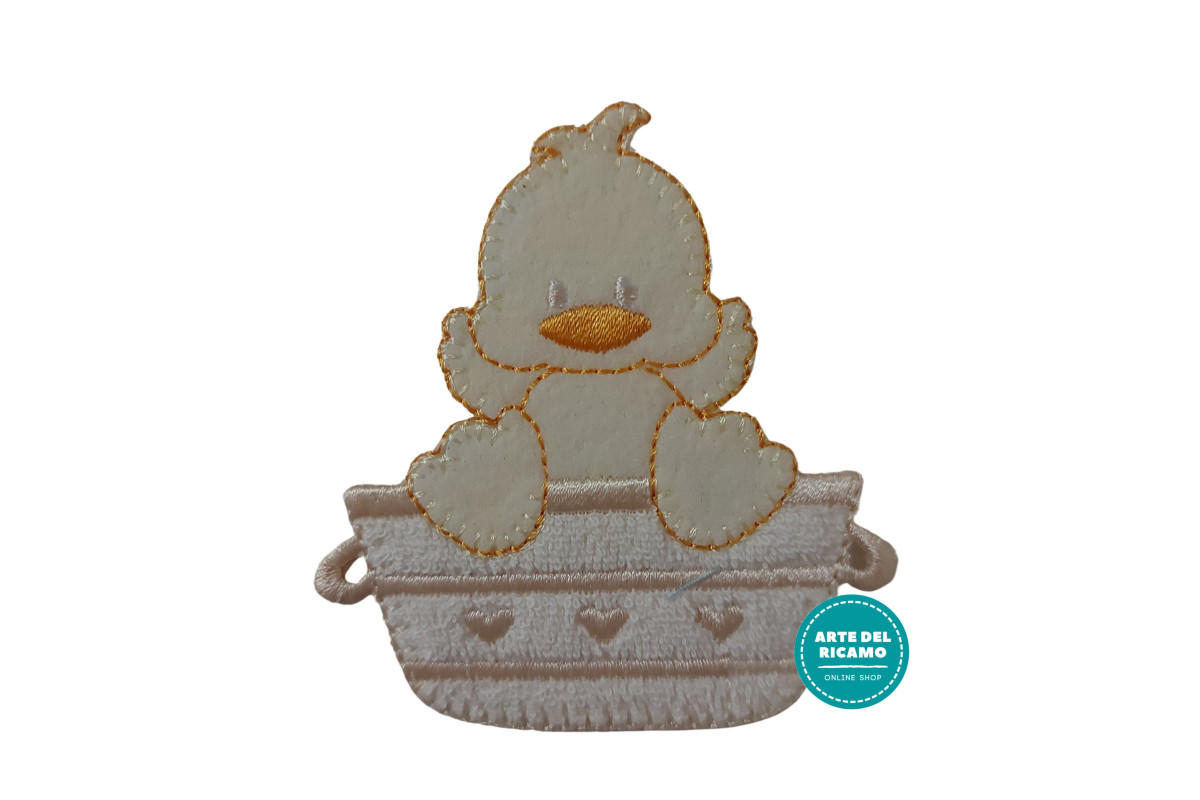 Iron-on Embroidery Sticker - Washing Little Duck - Cream Iron-on Embroidery Sticker - Washing Little Duck - Cream