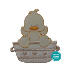 Iron-on Embroidery Sticker - Washing Little Duck - Cream Iron-on Embroidery Sticker - Washing Little Duck - Cream