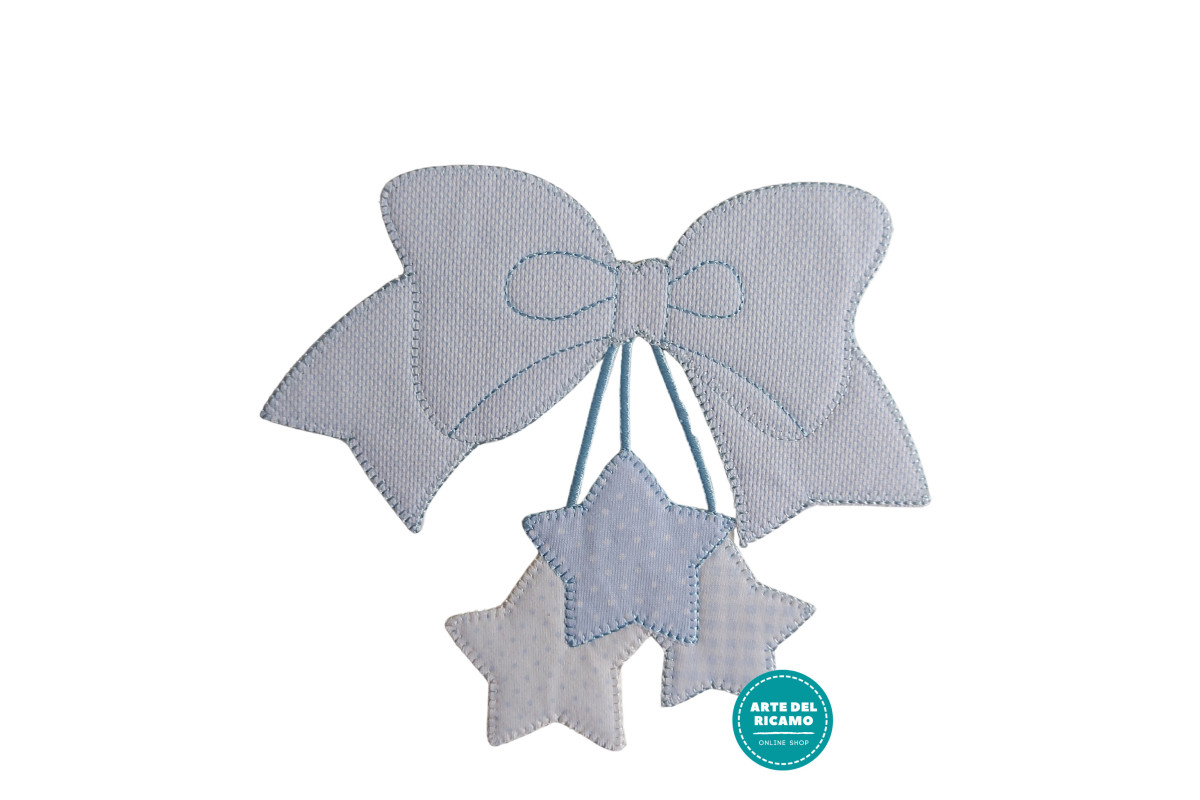 Pegatina Termoadhesiva - Lazo con Estrellas Azul Claro Pegatina Termoadhesiva - Lazo con Estrellas Azul Claro