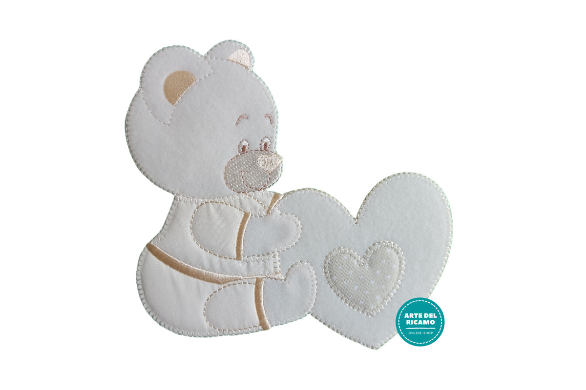Pegatina Termo-adhesiva - Osito con Corazon - Crema Pegatina Termo-adhesiva - Osito con Corazon - Crema