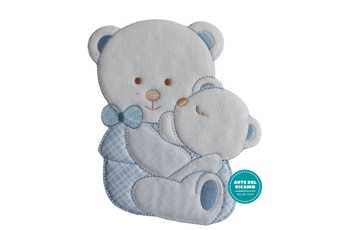Iron-on Patch - Light Blue Teddy Bear Hugs Iron-on Patch - Light Blue Teddy Bear Hugs