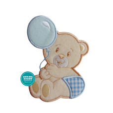 Pegatina Termo-adhesiva - Osito Pequeño con Globo - Celeste Pegatina Termo-adhesiva - Osito Pequeño con Globo - Celeste