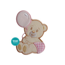 Pegatina Termo-adhesiva - Osito Pequeño con Globo - Rosa Pegatina Termo-adhesiva - Osito Pequeño con Globo - Rosa