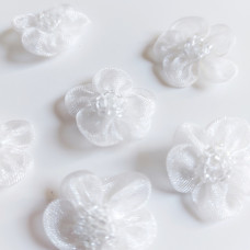 Fiore Organza con Perline - Bianco Fiore Organza con Perline - Bianco