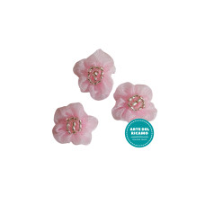 Fiore in Tulle Rosa con Perline Argento Fiore in Tulle Rosa con Perline Argento