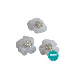 Fiore in Tulle Bianco con Perline Argento Fiore in Tulle Bianco con Perline Argento