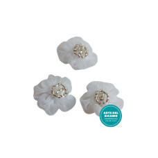 Fiore in Tulle Bianco con Perline Argento Fiore in Tulle Bianco con Perline Argento