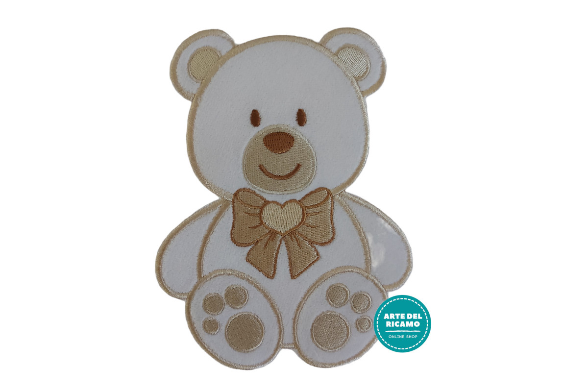 Marbet - Applicazioni Termoadesive - Orso con Fiocco Grande Panna Marbet - Applicazioni Termoadesive - Orso con Fiocco Grande Panna