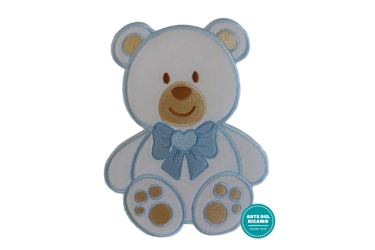 Marbet - Applicazioni Termoadesive - Orso con Fiocco Grande Celeste Marbet - Applicazioni Termoadesive - Orso con Fiocco Grande Celeste