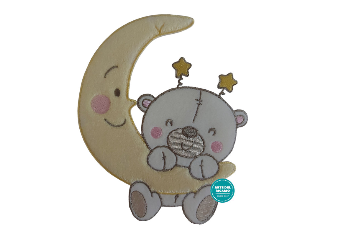 Marbet - Applicazioni Termoadesive - Luna con Orsetto Rosa Marbet - Applicazioni Termoadesive - Luna con Orsetto Rosa