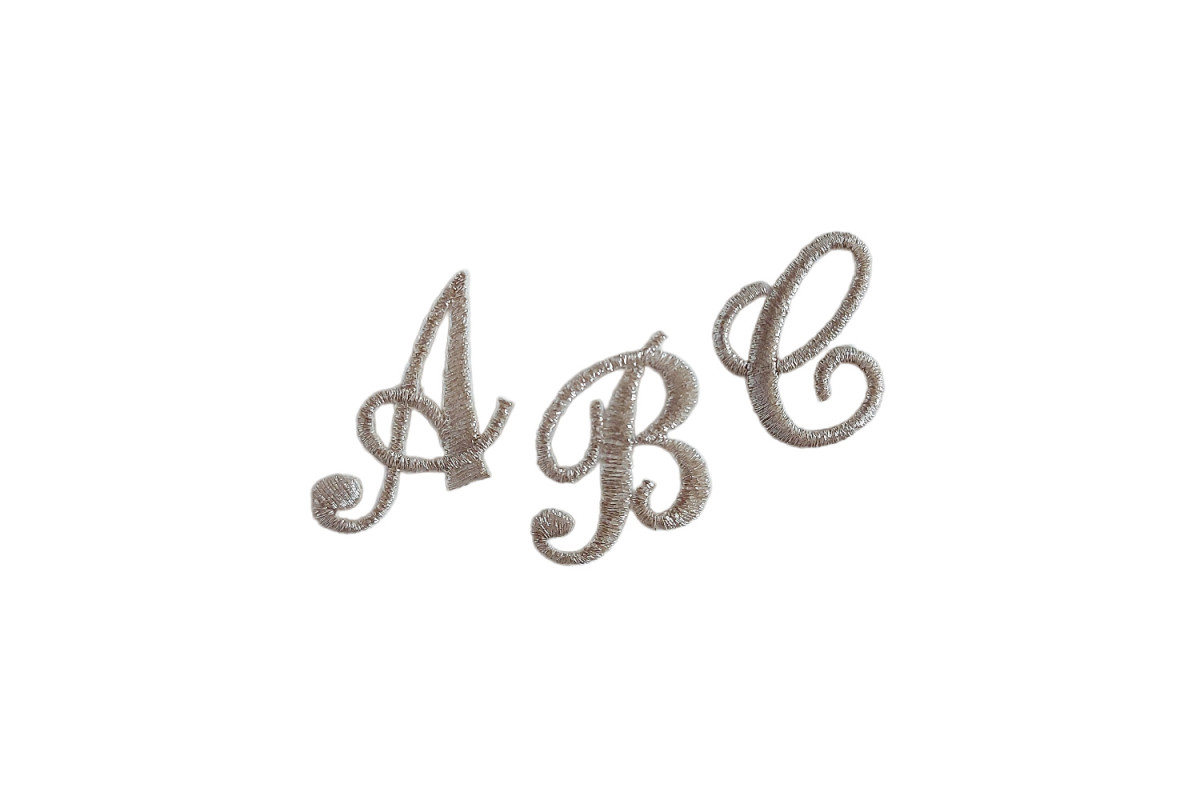 Iron-on Patch Cursive Letters - Silver Color