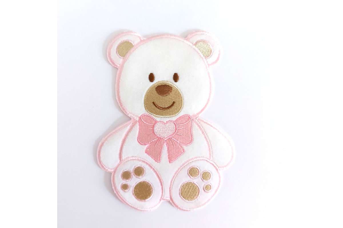 Marbet - Applicazioni Termoadesive - Orso con Fiocco Grande Rosa Marbet - Applicazioni Termoadesive - Orso con Fiocco Grande Rosa