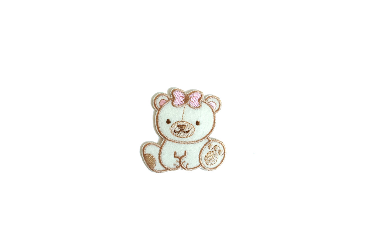 Iron-on Patch - Little Teddy Bear with Pink Bow Iron-on Patch - Little Teddy Bear with Pink Bow