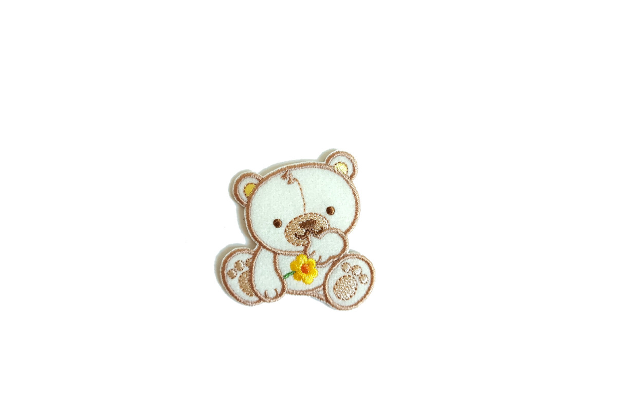 Iron-on Patch - Little Teddy Bear with Flower Iron-on Patch - Little Teddy Bear with Flower