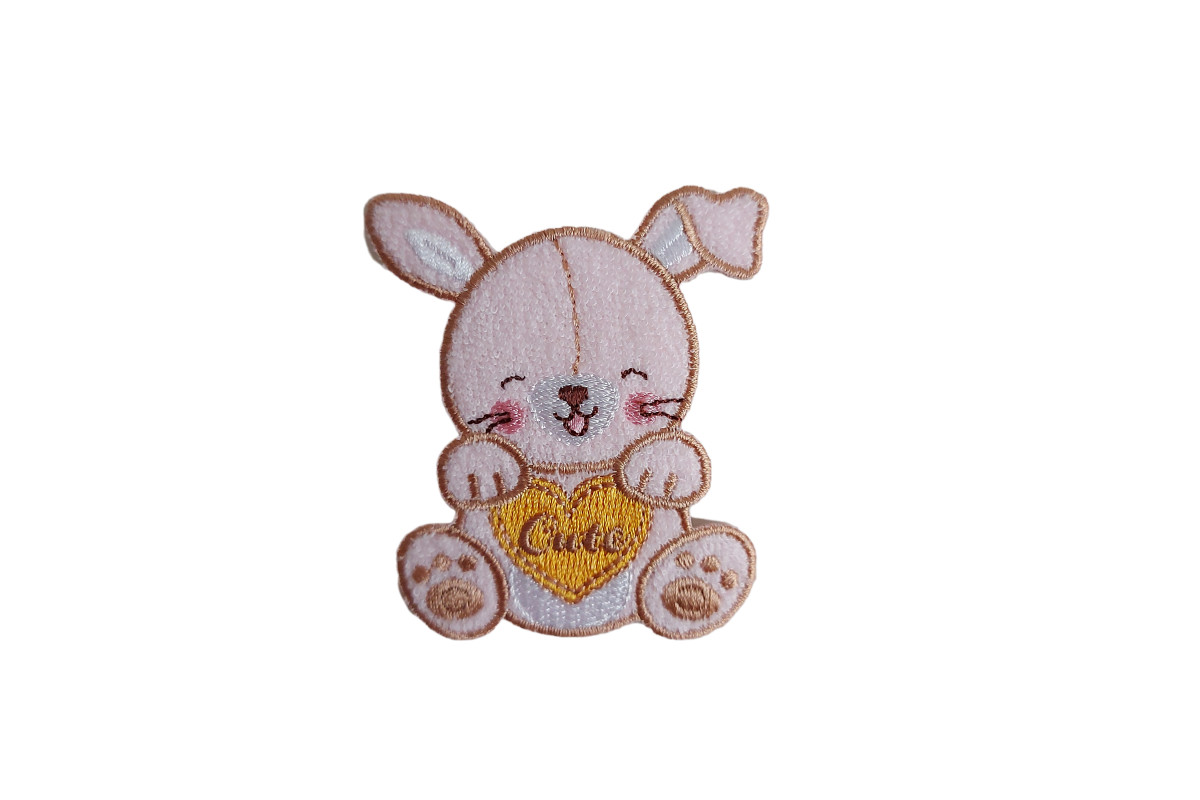 Iron-on Patch - Pink Rabbit with Heart