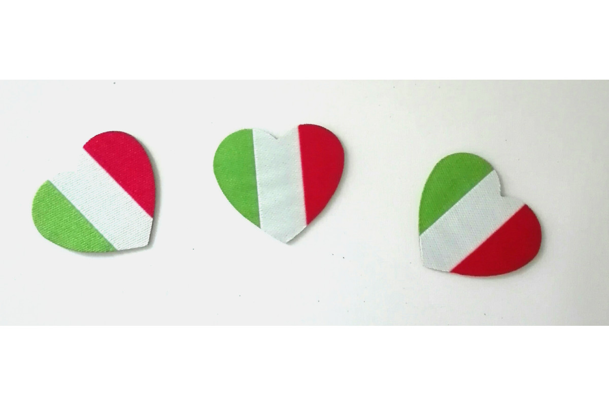 Applicazione Termoadesiva in Tessuto - Cuore Italiano Applicazione Termoadesiva in Tessuto - Cuore Italiano
