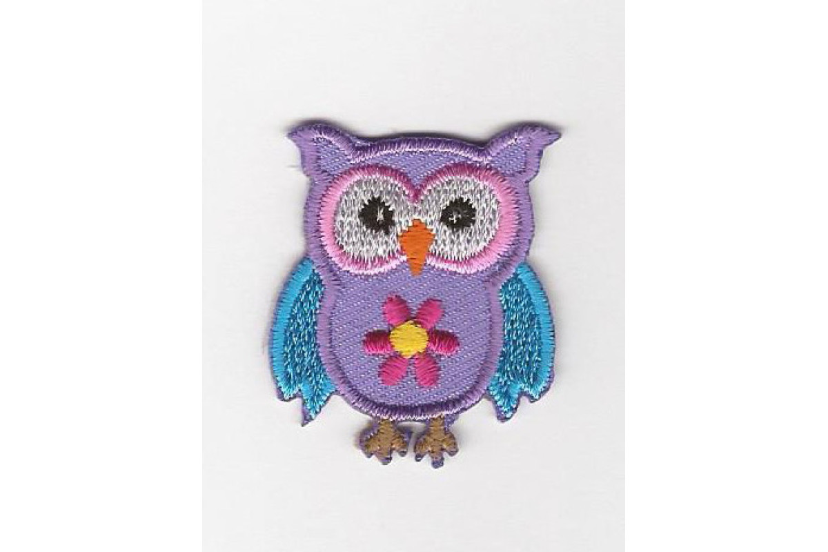 Iron-on Embroidery Sticker - Pink and Turquoise Owl Iron-on Embroidery Sticker - Pink and Turquoise Owl
