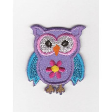Iron-on Embroidery Sticker - Pink and Turquoise Owl Iron-on Embroidery Sticker - Pink and Turquoise Owl