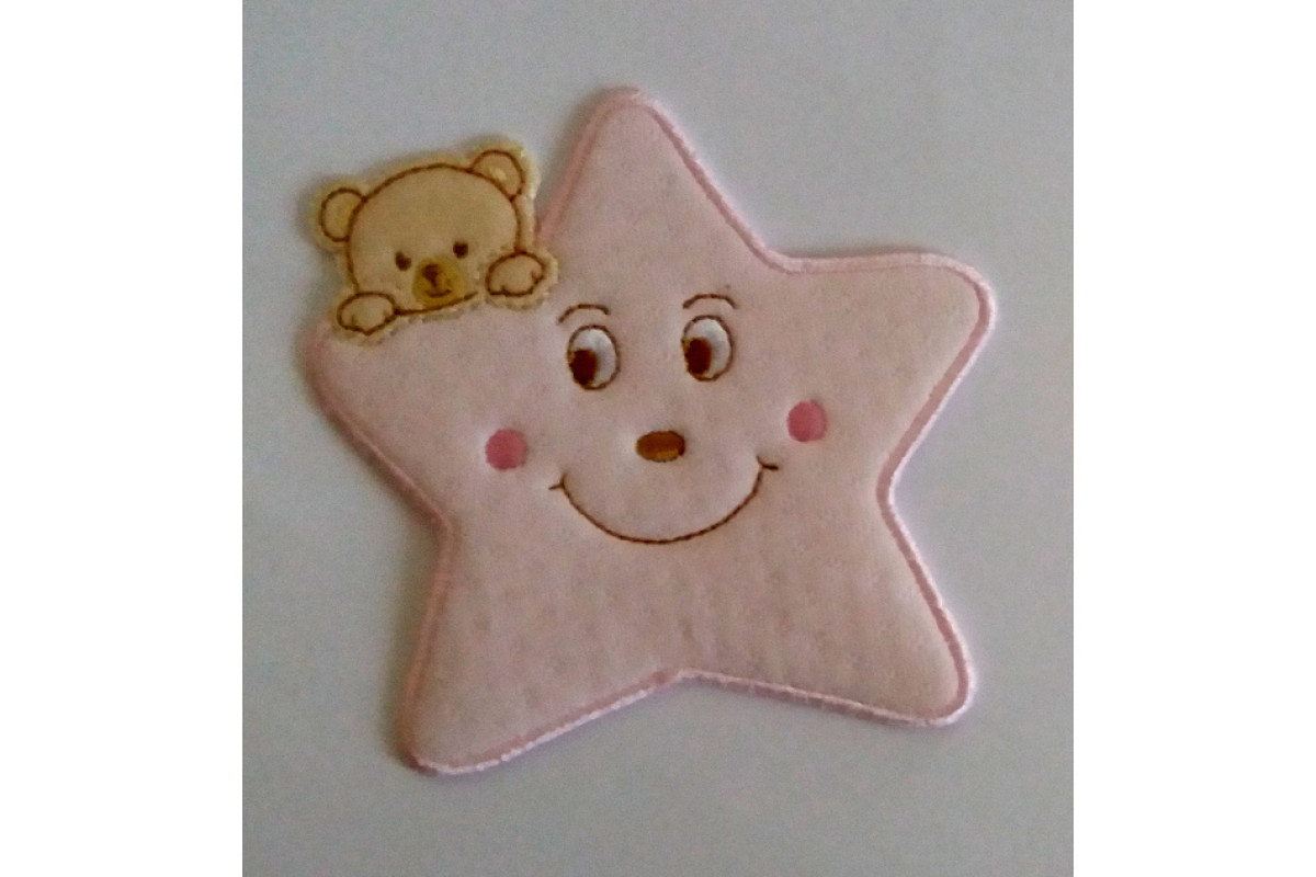 Pegatina Termoadhesiva - Estrella con Osito - Rosa