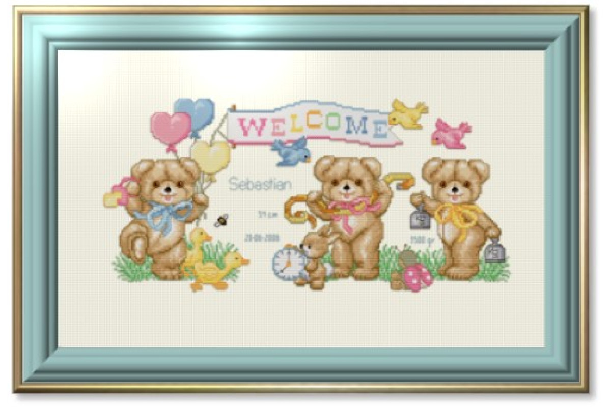 Counted Cross Stitch Charts - Beary Baby Announcement Counted Cross Stitch Charts - Beary Baby Announcement