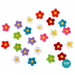 Felt Decoration - Colored Flowers 3 cm