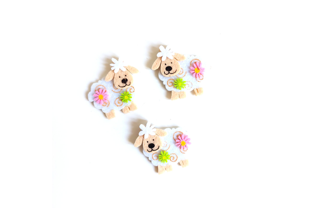 Felt Decorations - Sheep with Flower Felt Decorations - Sheep with Flower