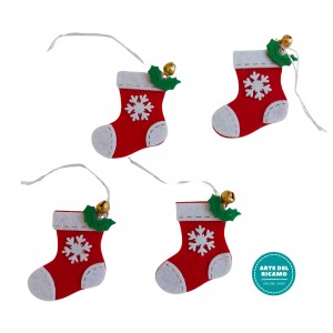 Felt Decorations - Christmas Stockings with Bell