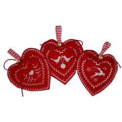 Christmas Felt Decorations - Norwegian Hearts Style