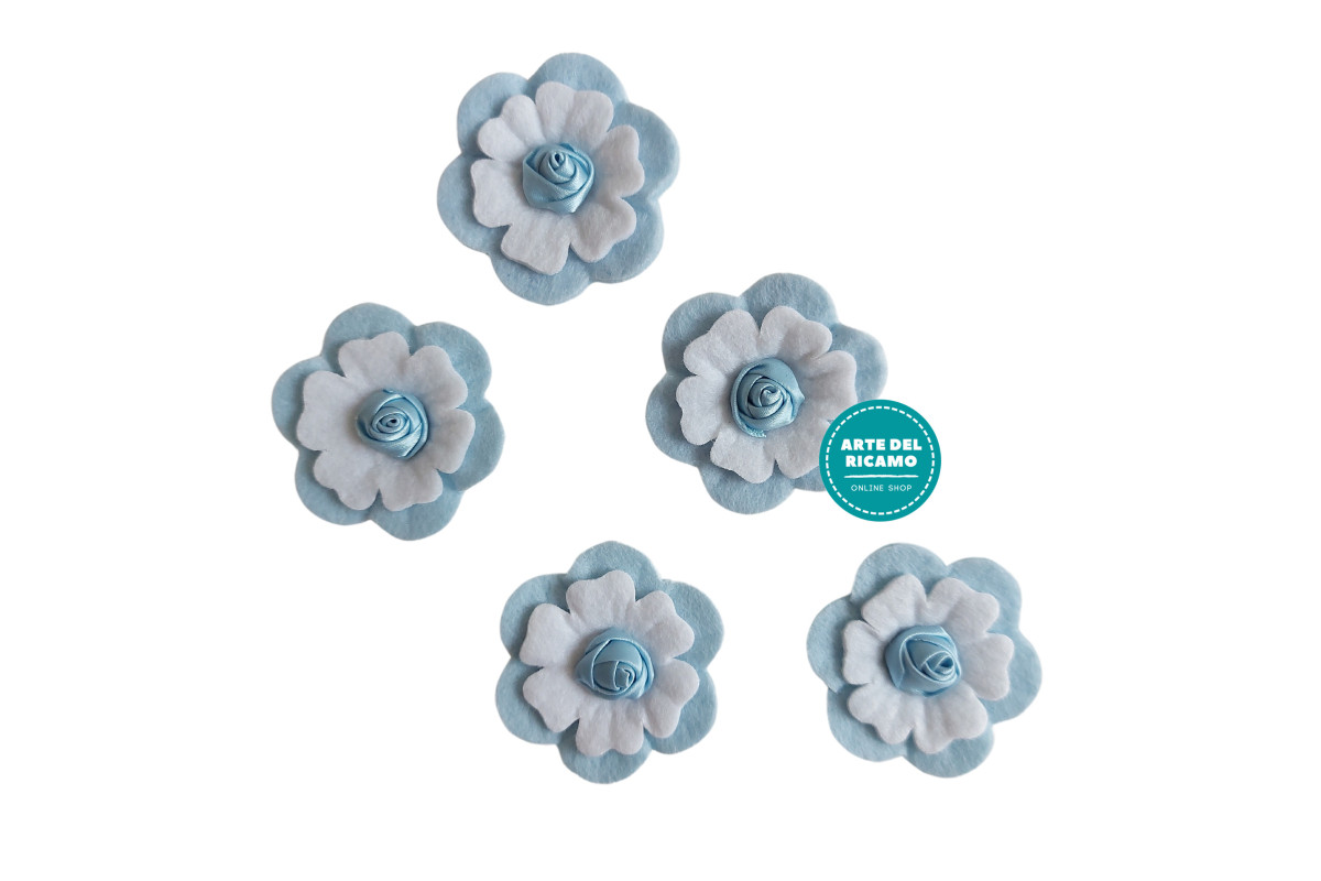 Felt Decoration - Flower with Satin Rose Felt Decoration - Flower with Satin Rose