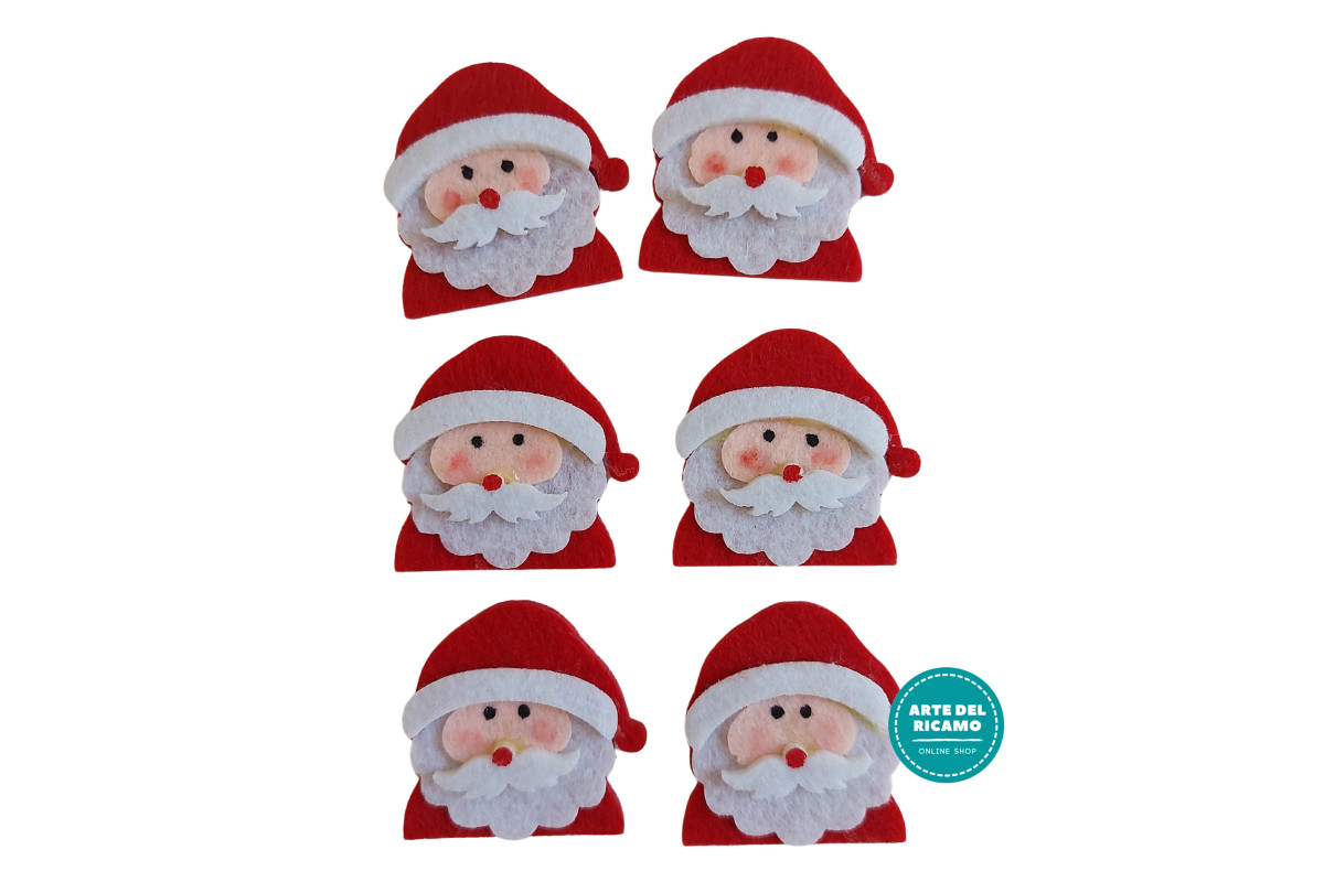 Aplicaciones Navideñas - Cara de Papà Noel de Fieltro Aplicaciones Navideñas - Cara de Papà Noel de Fieltro