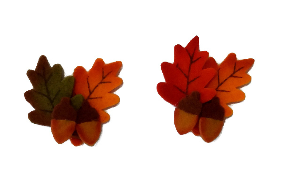 Felt Ornaments - Autumn Leaves with Acorns Felt Ornaments - Autumn Leaves with Acorns