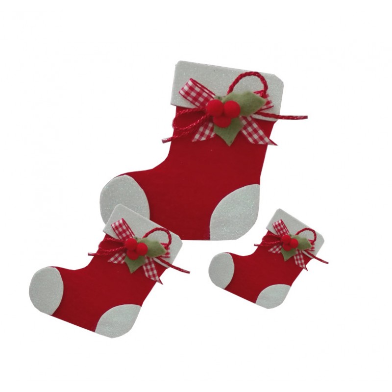 Set 6 BAIBEI Mini Calze di Natale,Personaggi Natalizi Decorazioni,Rosso Calzino per Il Regalo Decorazione di Natale 