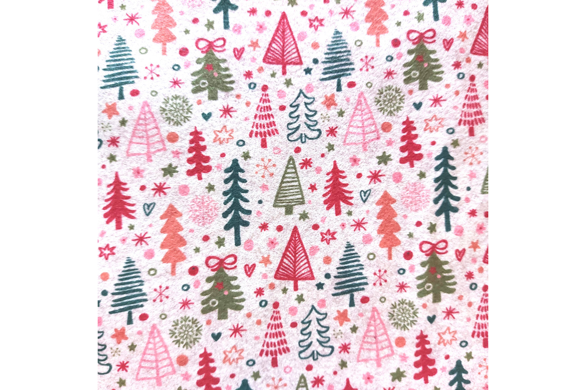 Pannolenci Fundo Crudo con Arboles de Navidad - Ancho 180 cm Pannolenci Fundo Crudo con Arboles de Navidad - Ancho 180 cm