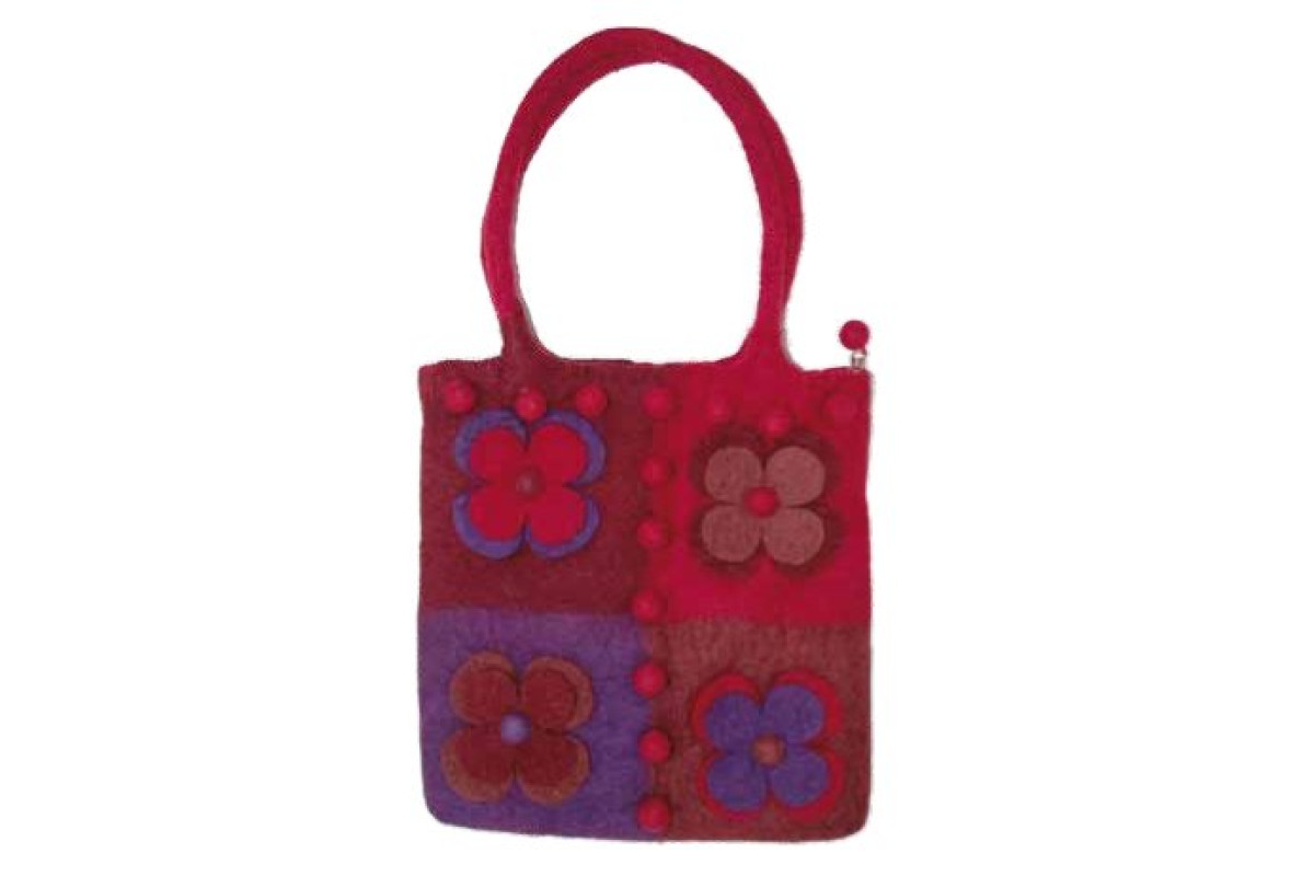 Borsa Feltro Naturale - Rosso e Bordeaux Borsa Feltro Naturale - Rosso e Bordeaux