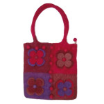 Natural Felt Bag - Red and Burgundy
