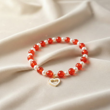 Braccialetto di Perle con Cuore- rosso Braccialetto di Perle con Cuore- rosso