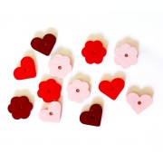 Wood Beads -  Hearts and Flowers
