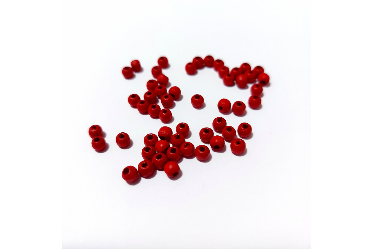 Red Wood Beads - Size 4 mm