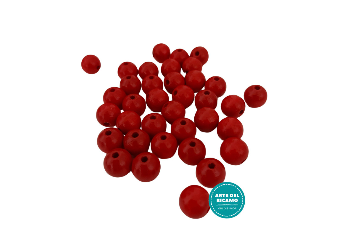 Red Wood Beads - Size 12 mm