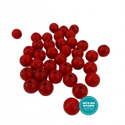 Perle in Legno - Colore Rosso - 12 mm