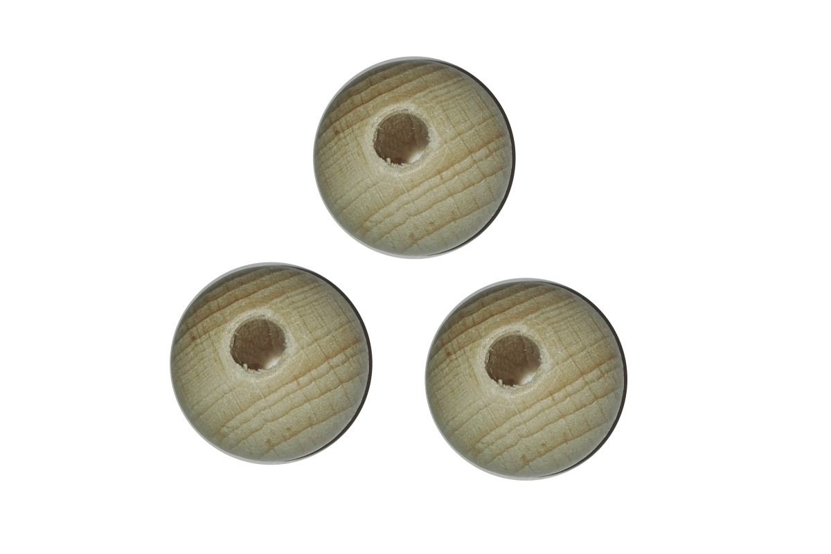 Perlas de Madera con Agujero - Diametro 25 mm Perlas de Madera con Agujero - Diametro 25 mm