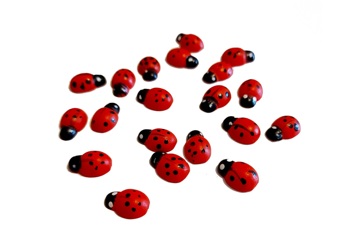 Wooden Ladybugs with Adhesive - Size 11 mm