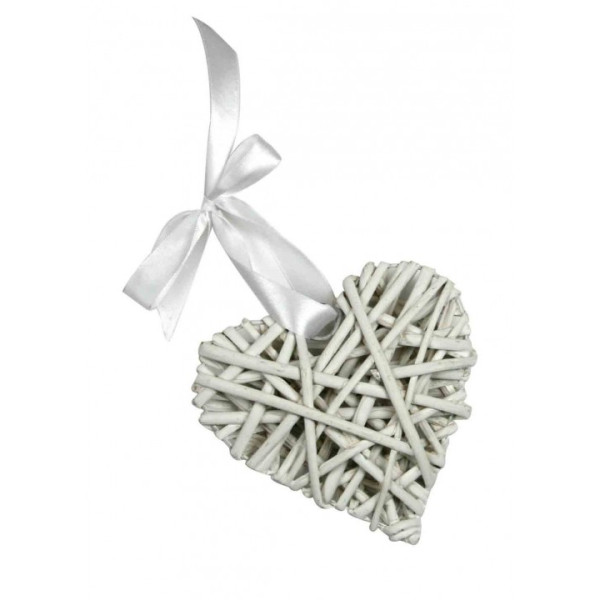 Cuore in Rattan Bianco - 8 cm