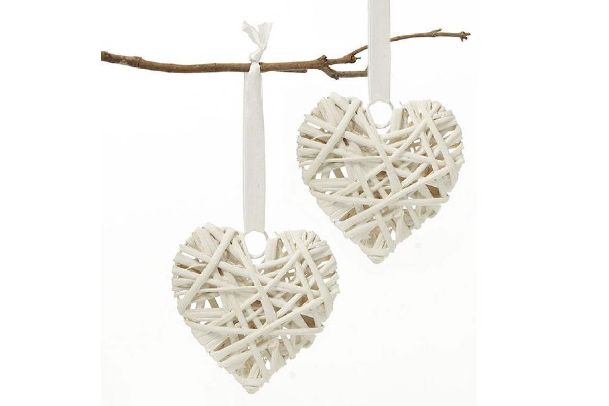 Corazón Ratán Blanco - 7 cm Corazón Ratán Blanco - 7 cm