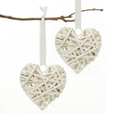 Cuore in Rattan Bianco - 7 cm Cuore in Rattan Bianco - 7 cm