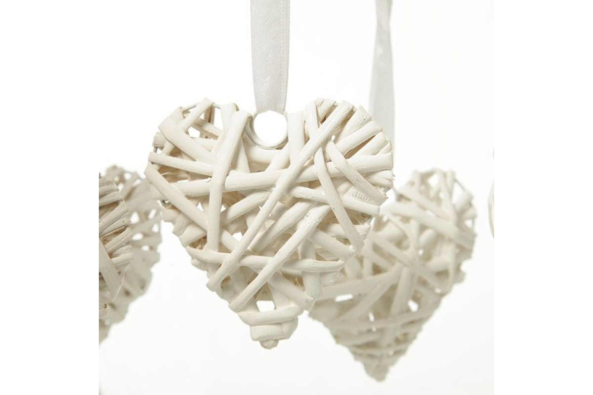 White Wicker Hearts - Size 5 cm White Wicker Hearts - Size 5 cm