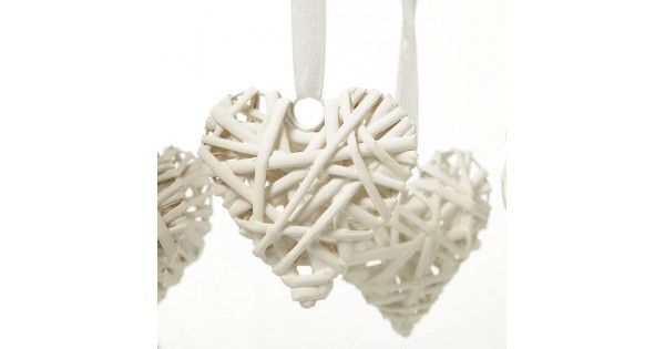 Cuore in Rattan Bianco